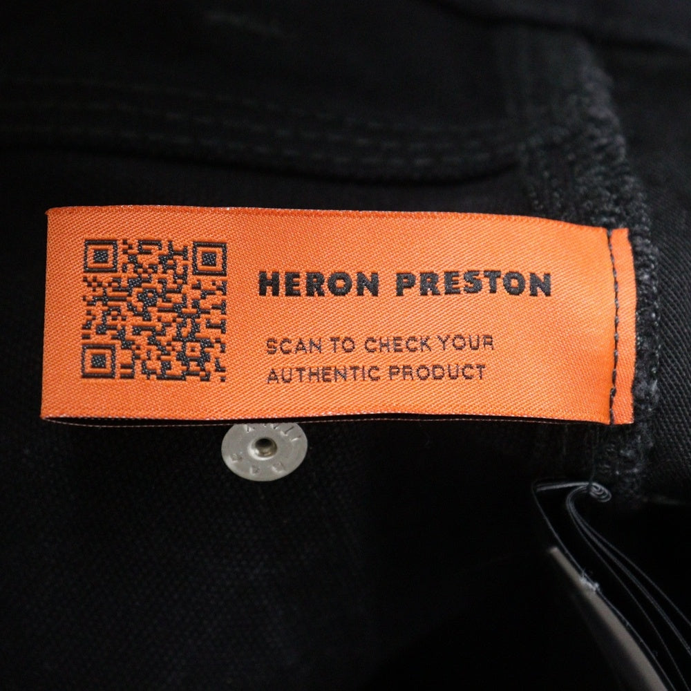 HERON PRESTON(ヘロンプレストン) 23AW PRESTONVINTAGE WASH CANVAS CARPENTER ウォッシュキャンバス ダブルニー カーペンターパンツ ブラック HMCA027F23FAB0031000