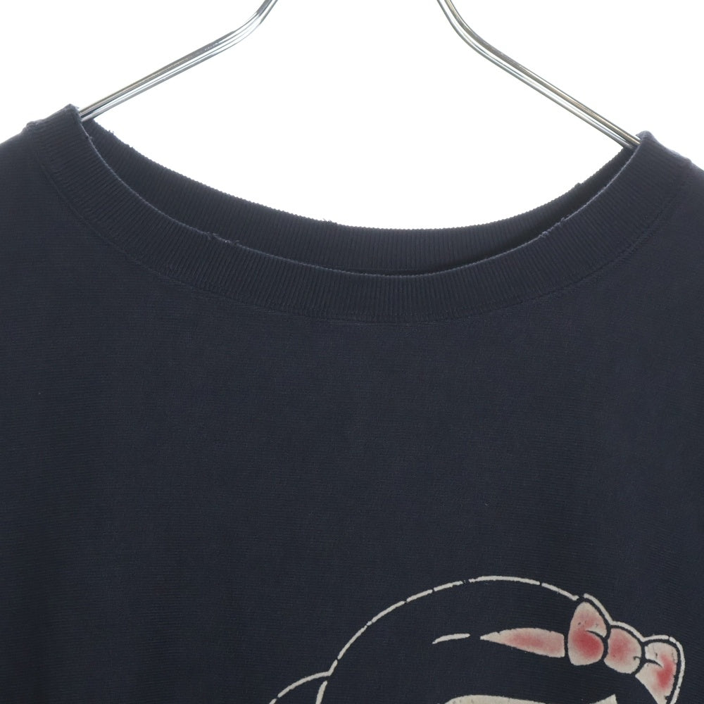 BOWWOW(バウワウ) 23AW ×Disney SNOW WHITE SWEAT SHIRTS スノーホワイト 白雪姫 フロントプリント クルーネックスウェット トレーナー ブラック BW2302-SWSS