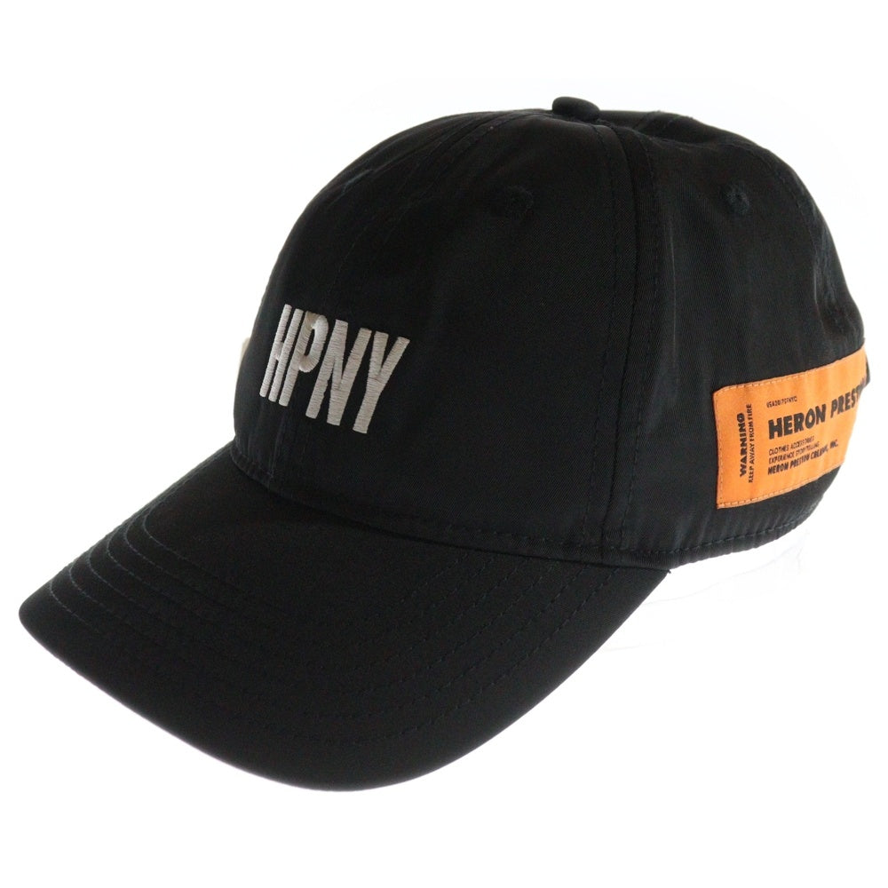 HERON PRESTON(ヘロンプレストン) 23AW HPNY EMB NYLON CAP フロント刺繍 ナイロンキャップ 帽子 ブラック HMLB001C99FAB0021001