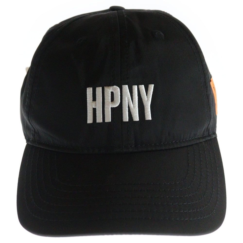 HERON PRESTON(ヘロンプレストン) 23AW HPNY EMB NYLON CAP フロント刺繍 ナイロンキャップ 帽子 ブラック HMLB001C99FAB0021001