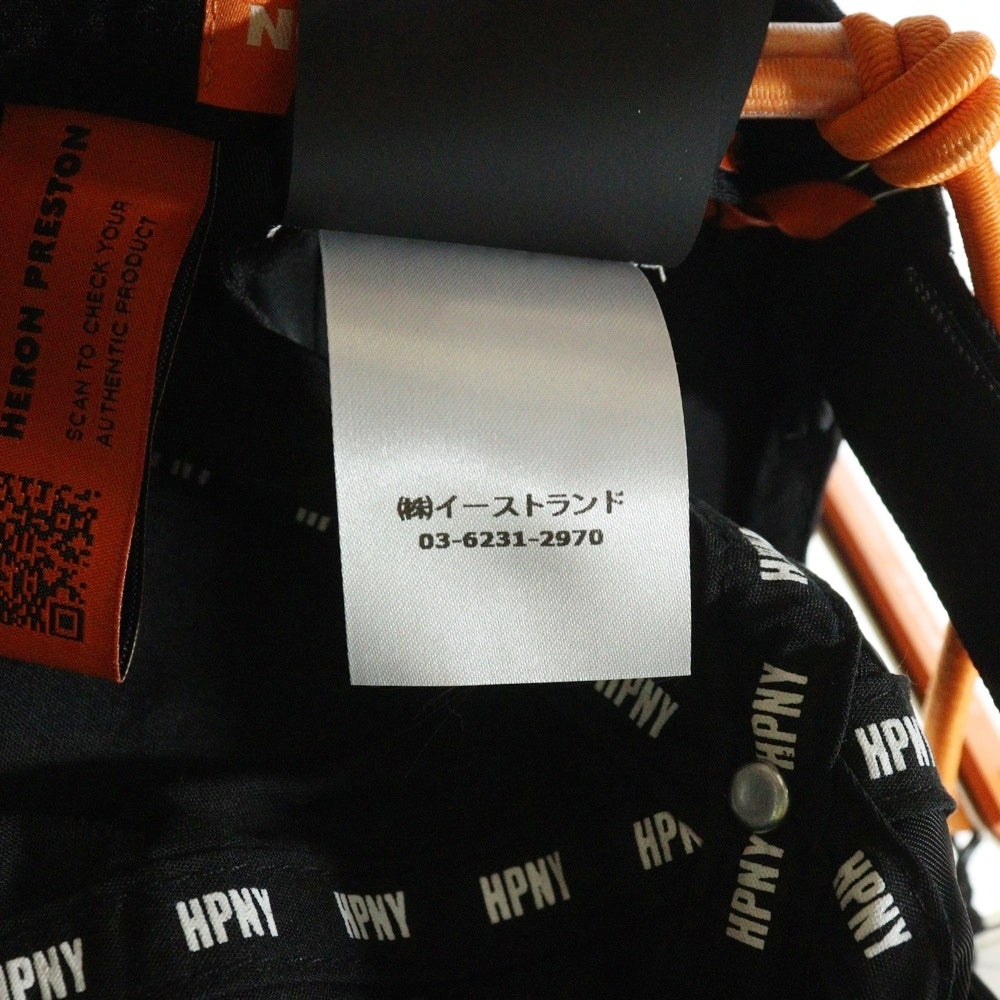 HERON PRESTON(ヘロンプレストン) 23AW HPNY EMB NYLON CAP フロント刺繍 ナイロンキャップ 帽子 ブラック HMLB001C99FAB0021001