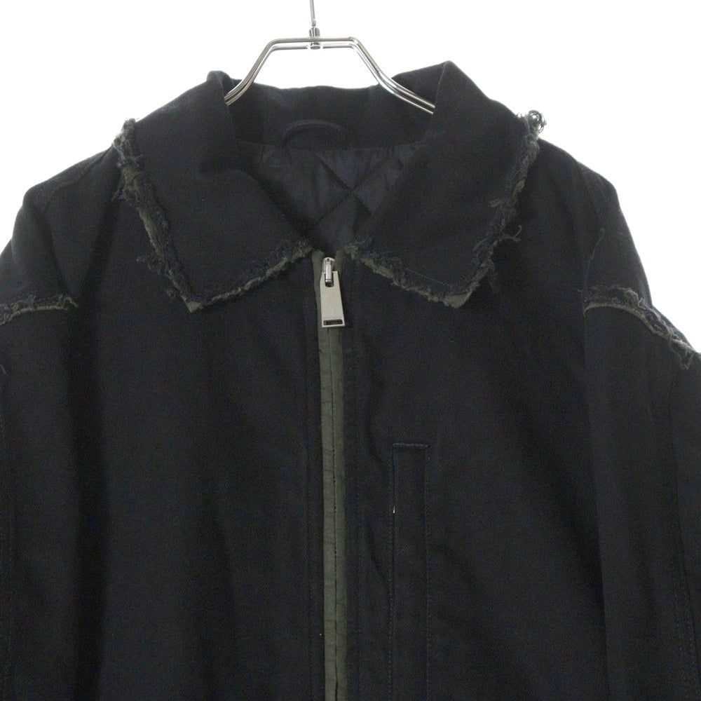 HERON PRESTON(ヘロンプレストン) 23AW PRESTONREBUILT DENIM JACKET 裏地キルティング切り替え ジップアップ デニムジャケット ブラック HMYE015F23DEN0011000