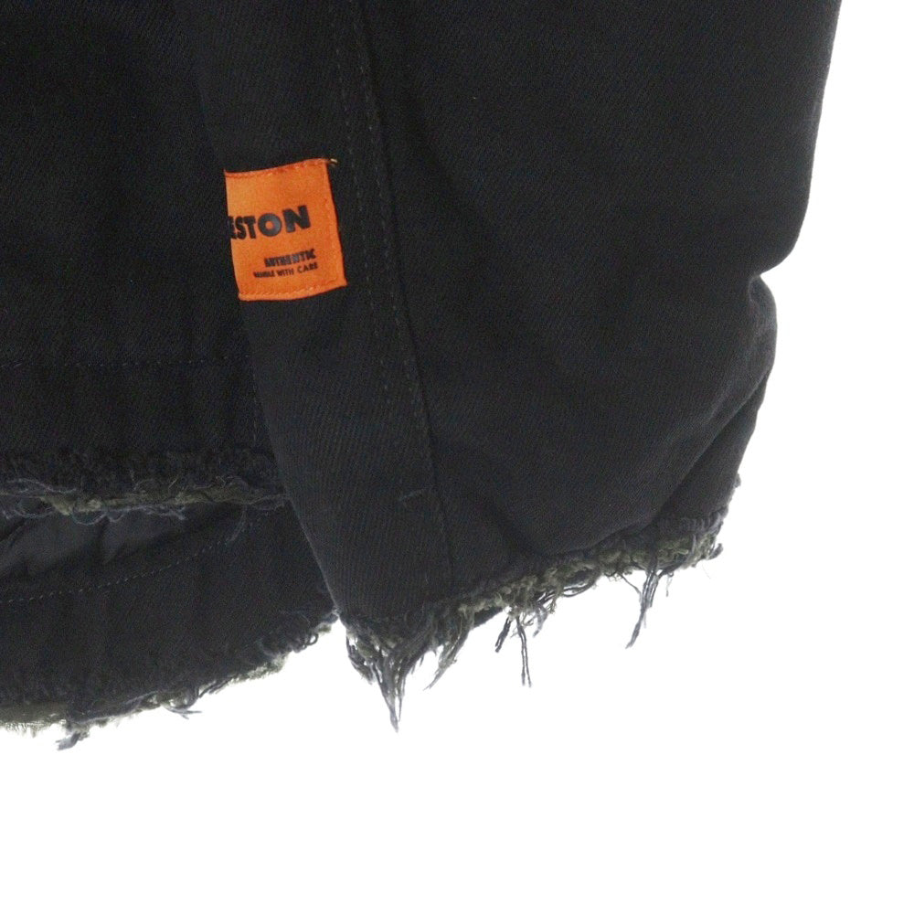 HERON PRESTON(ヘロンプレストン) 23AW PRESTONREBUILT DENIM JACKET 裏地キルティング切り替え ジップアップ デニムジャケット ブラック HMYE015F23DEN0011000