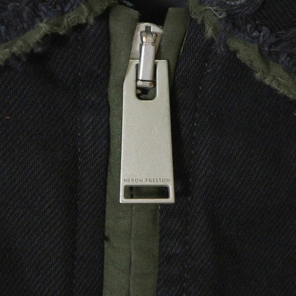 HERON PRESTON(ヘロンプレストン) 23AW PRESTONREBUILT DENIM JACKET 裏地キルティング切り替え ジップアップ デニムジャケット ブラック HMYE015F23DEN0011000