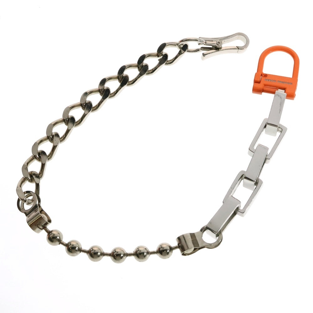 HERON PRESTON(ヘロンプレストン) 23AW PRESTONMULTICHAIN SQUARE NECKLACE マルチチェーンネックレス シルバー/オレンジ HMOB014C99BRA0027822