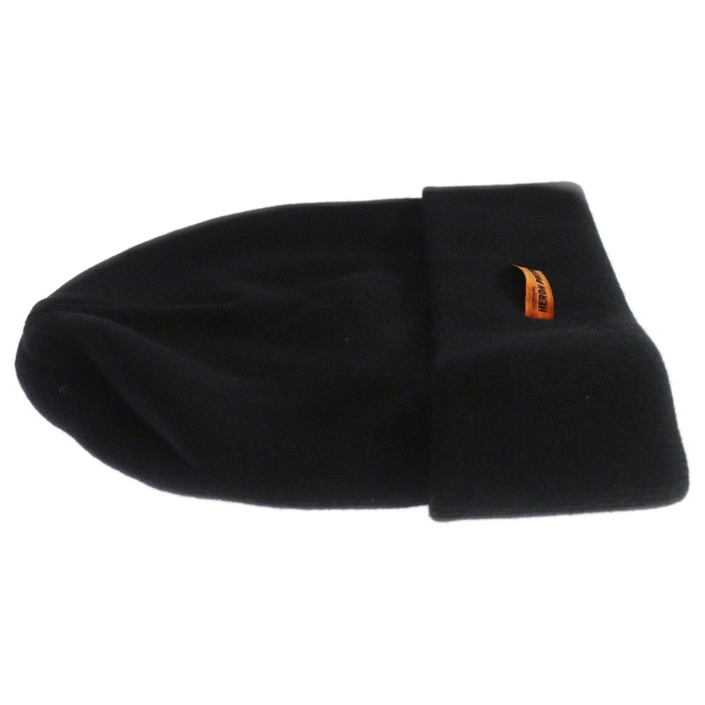 HERON PRESTON(ヘロンプレストン) 23AW CLASSIC BEANIE フロントロゴ クラシックビーニー 帽子 ブラック HMLC006F23KNI0011000