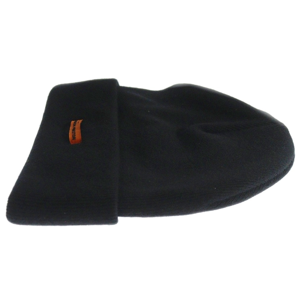 HERON PRESTON(ヘロンプレストン) 23AW CLASSIC BEANIE フロントロゴ クラシックビーニー 帽子 ブラック HMLC006F23KNI0011000