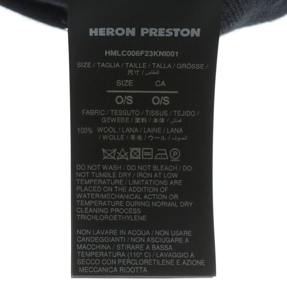 HERON PRESTON(ヘロンプレストン) 23AW CLASSIC BEANIE フロントロゴ クラシックビーニー 帽子 ブラック HMLC006F23KNI0011000