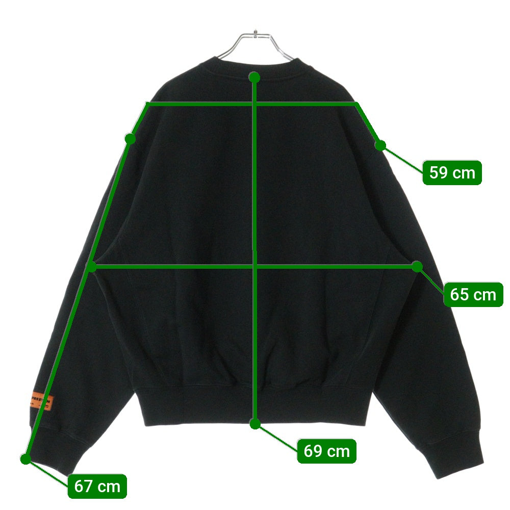 HERON PRESTON(ヘロンプレストン) 23AW BIRD PAINTED CREWNECK バードフォトプリント クルーネック スウェットトレーナー ブラック HMBA020F23JER0041046