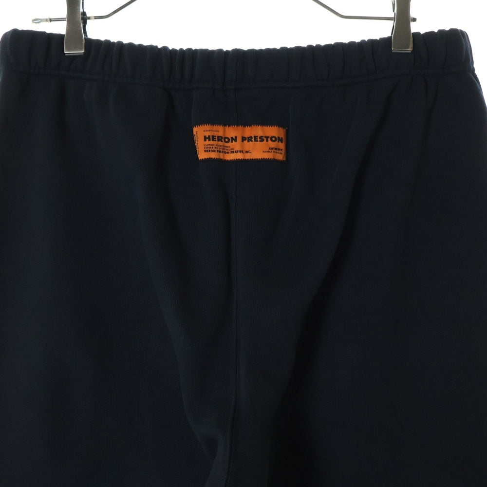 HERON PRESTON(ヘロンプレストン) 23AW REG HPNY SWEATPANTS サイドプリント コットン スウェットパンツ ブラック HMCH027C99JER0021001
