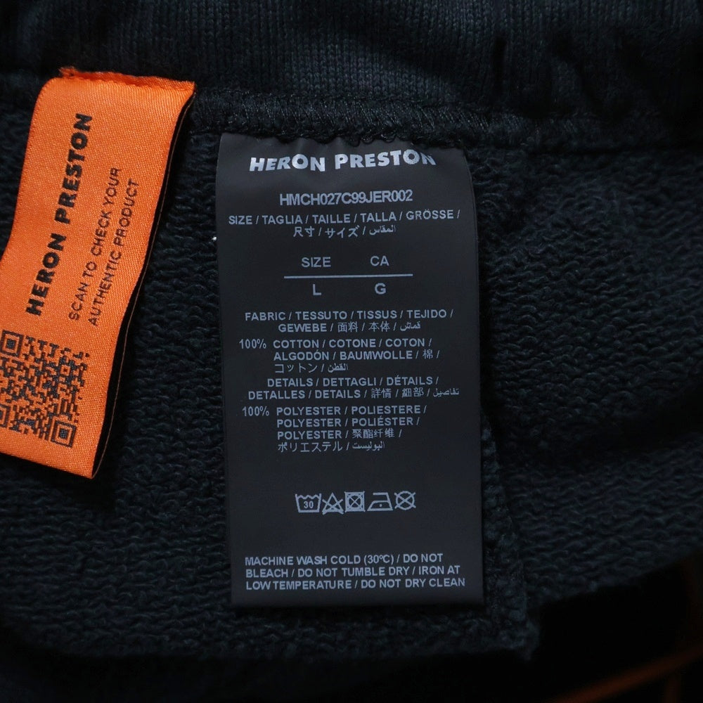 HERON PRESTON(ヘロンプレストン) 23AW REG HPNY SWEATPANTS サイドプリント コットン スウェットパンツ ブラック HMCH027C99JER0021001