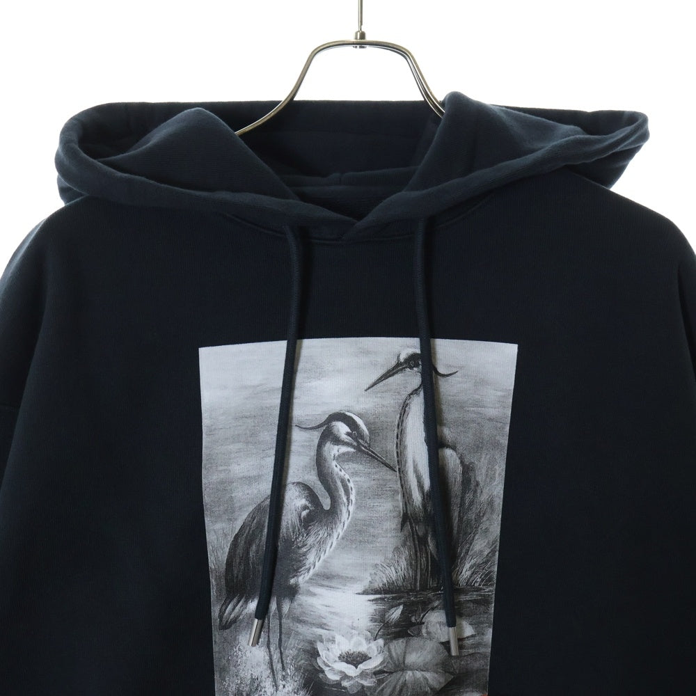 HERON PRESTON(ヘロンプレストン) 23AW PRESTONNF HERON BW HOODIE フォトプリント プルオーバー スウェットパーカー フーディ ブラック HMBB024C99JER0031010