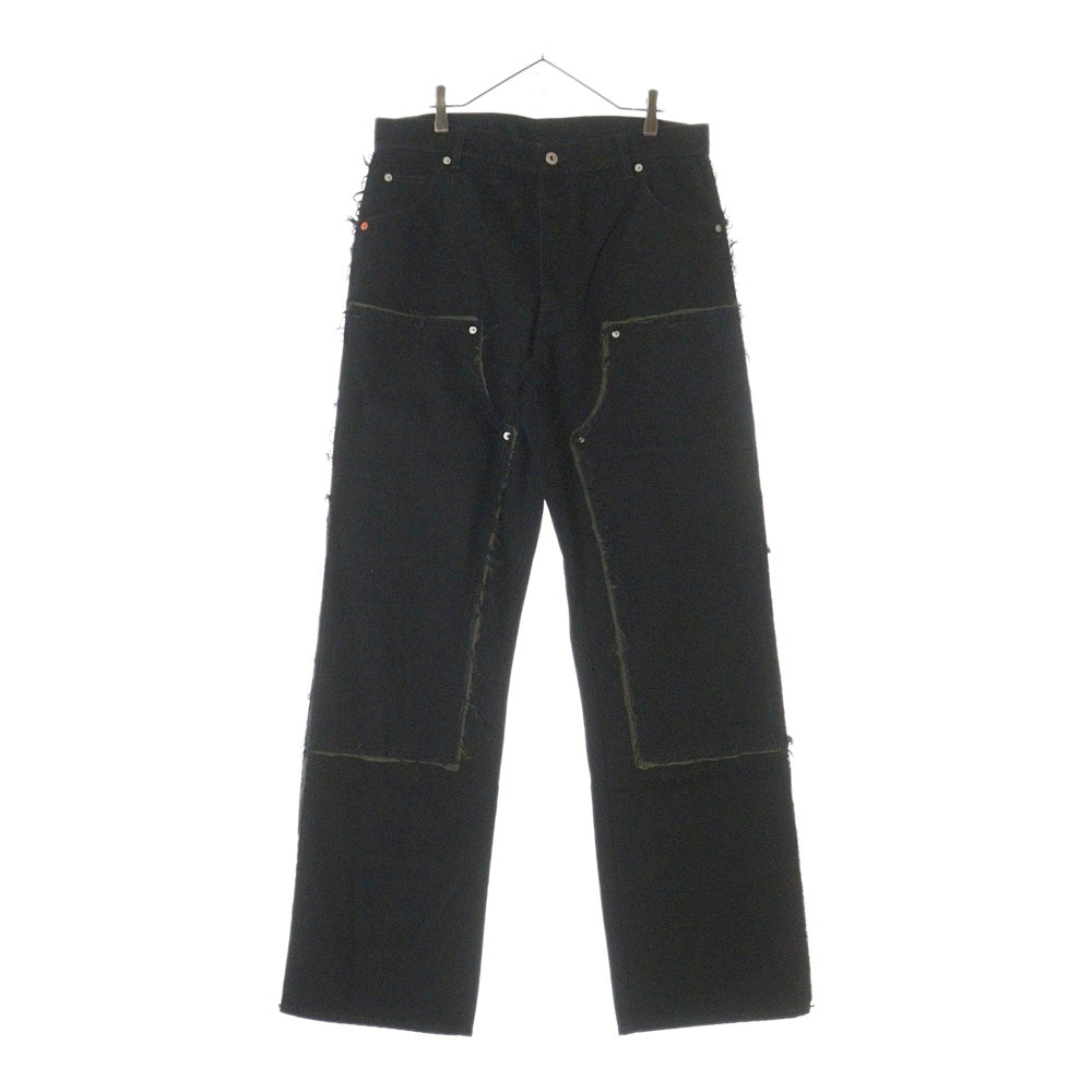 HERON PRESTON(ヘロンプレストン) 23AW REBUILT DENIM CARPENTER 再構築 デニム カーペンター ダブルニーパンツ ブラック HMYB011F23DEN0011000