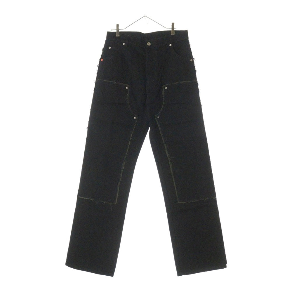 HERON PRESTON(ヘロンプレストン) 23AW REBUILT DENIM CARPENTER 再構築 デニム カーペンター ダブルニーパンツ ブラック HMYB011F23DEN0011000