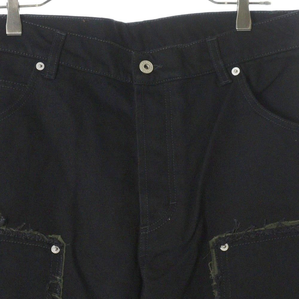 HERON PRESTON(ヘロンプレストン) 23AW REBUILT DENIM CARPENTER 再構築 デニム カーペンター ダブルニーパンツ ブラック HMYB011F23DEN0011000