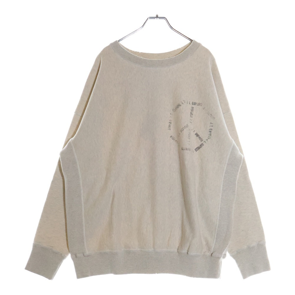 BOWWOW(バウワウ) 23AW JOHN PEACE CREW SWEAT SHIRTS エイジング加工 ジョンピース 両面プリント プルオーバー スウェットトレーナー グレー BW2302-JPCSS
