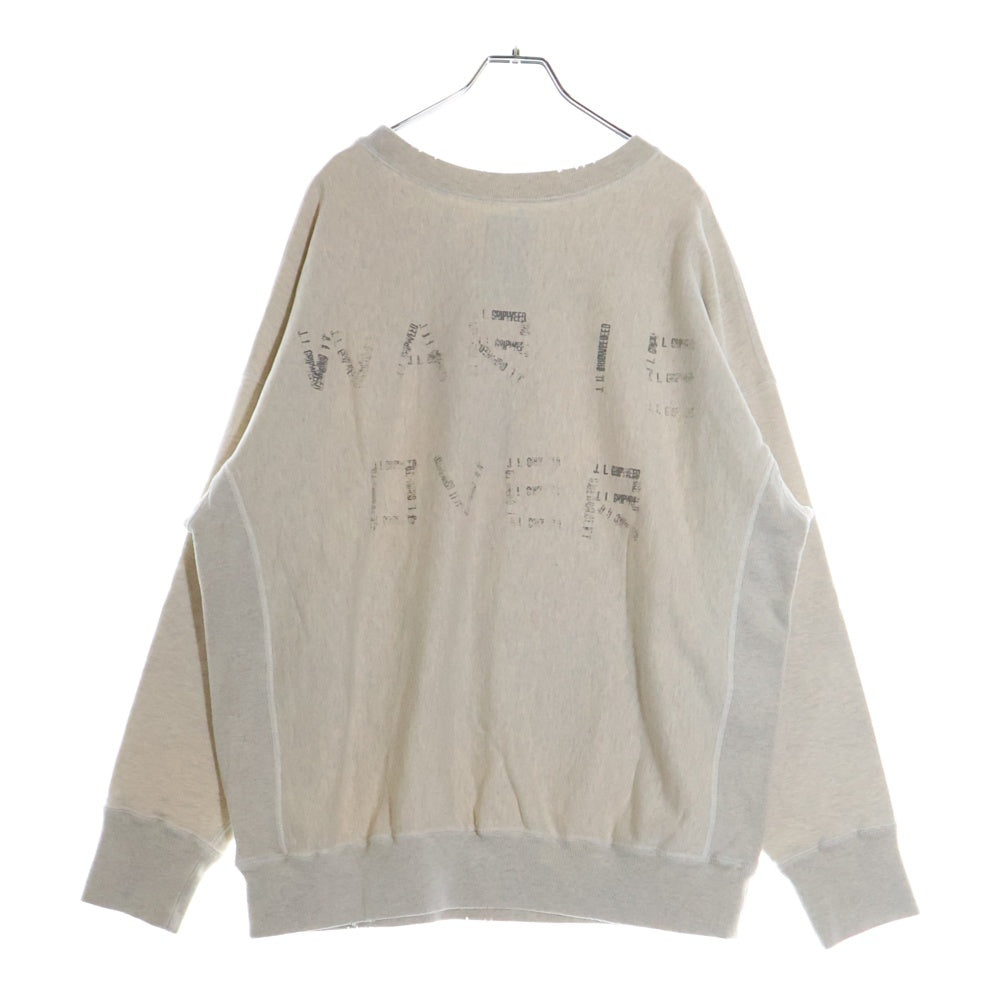 BOWWOW(バウワウ) 23AW JOHN PEACE CREW SWEAT SHIRTS エイジング加工 ジョンピース 両面プリント プルオーバー スウェットトレーナー グレー BW2302-JPCSS