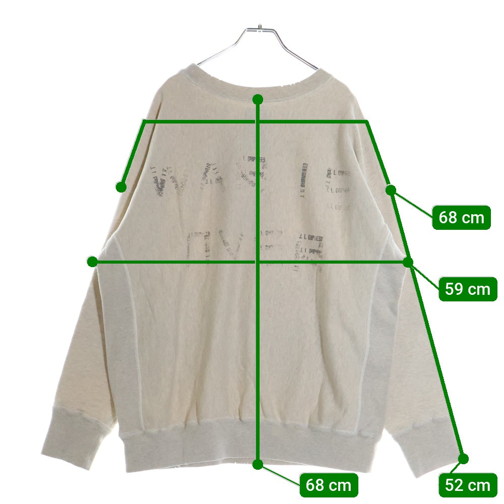 BOWWOW(バウワウ) 23AW JOHN PEACE CREW SWEAT SHIRTS エイジング加工 ジョンピース 両面プリント プルオーバー スウェットトレーナー グレー BW2302-JPCSS