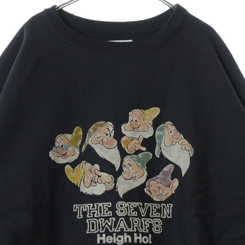 BOWWOW(バウワウ) 23AW ×Disney SEVEN DWARFS SWEAT SHIRTS セブンドワーフ 七人の小人 フロントプリント クルーネックスウェット トレーナー ブラック BW2302-SDSS