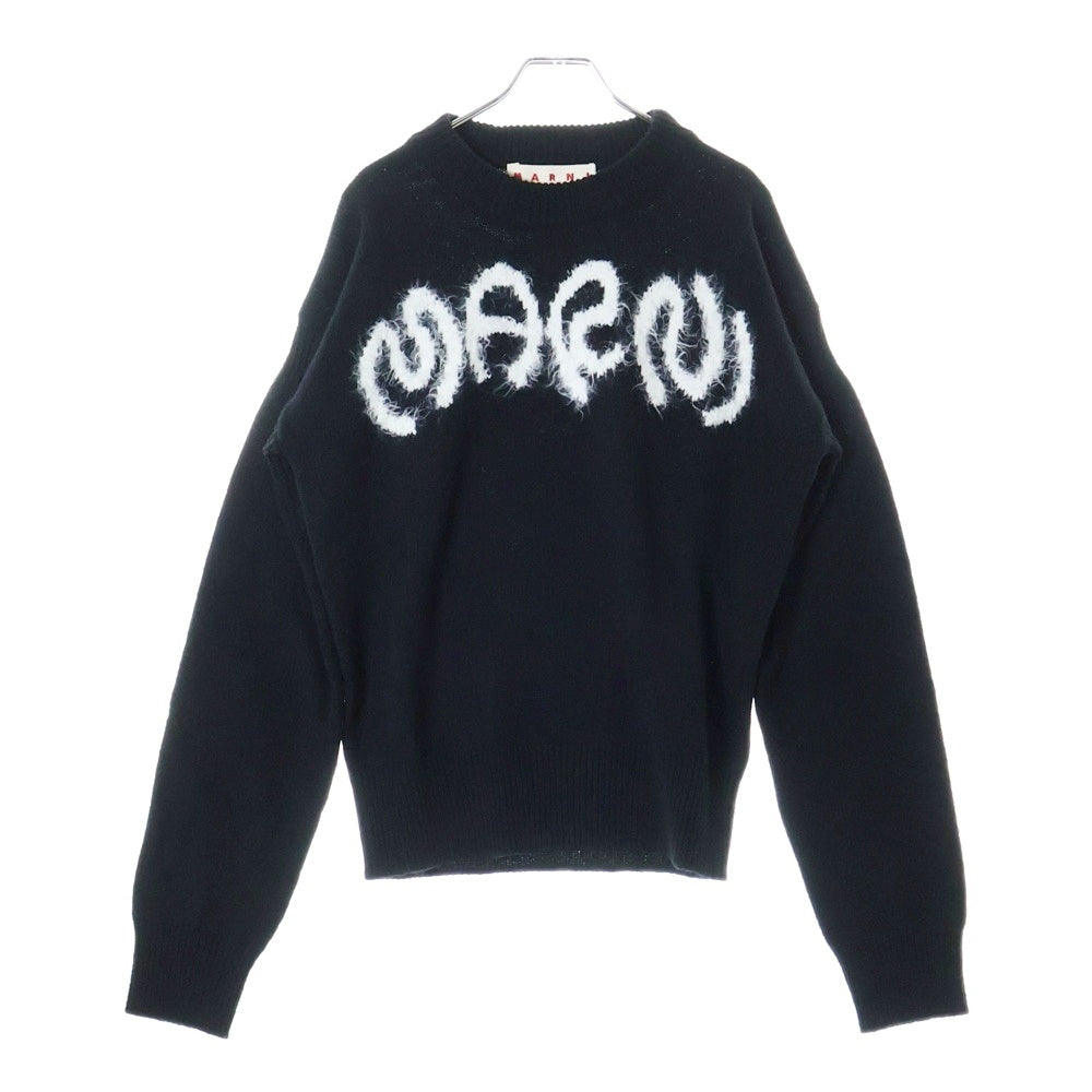 MARNI(マルニ) 23AW ROUNDNECK SWEATER フロントロゴモヘヤ クルーネックニット セーター ブラック/ホワイト GCMG0353Q0UFH942