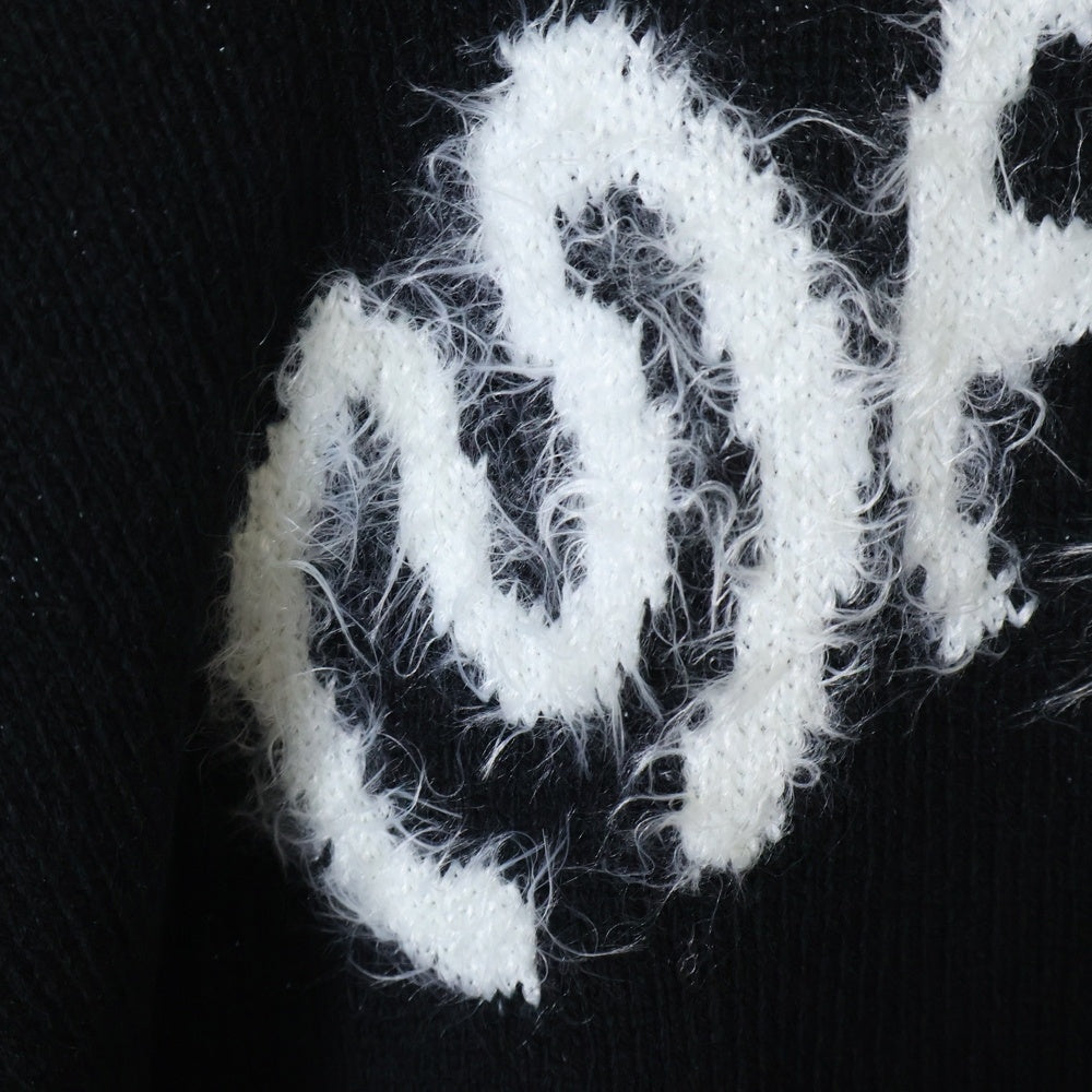 MARNI(マルニ) 23AW ROUNDNECK SWEATER フロントロゴモヘヤ クルーネックニット セーター ブラック/ホワイト GCMG0353Q0UFH942