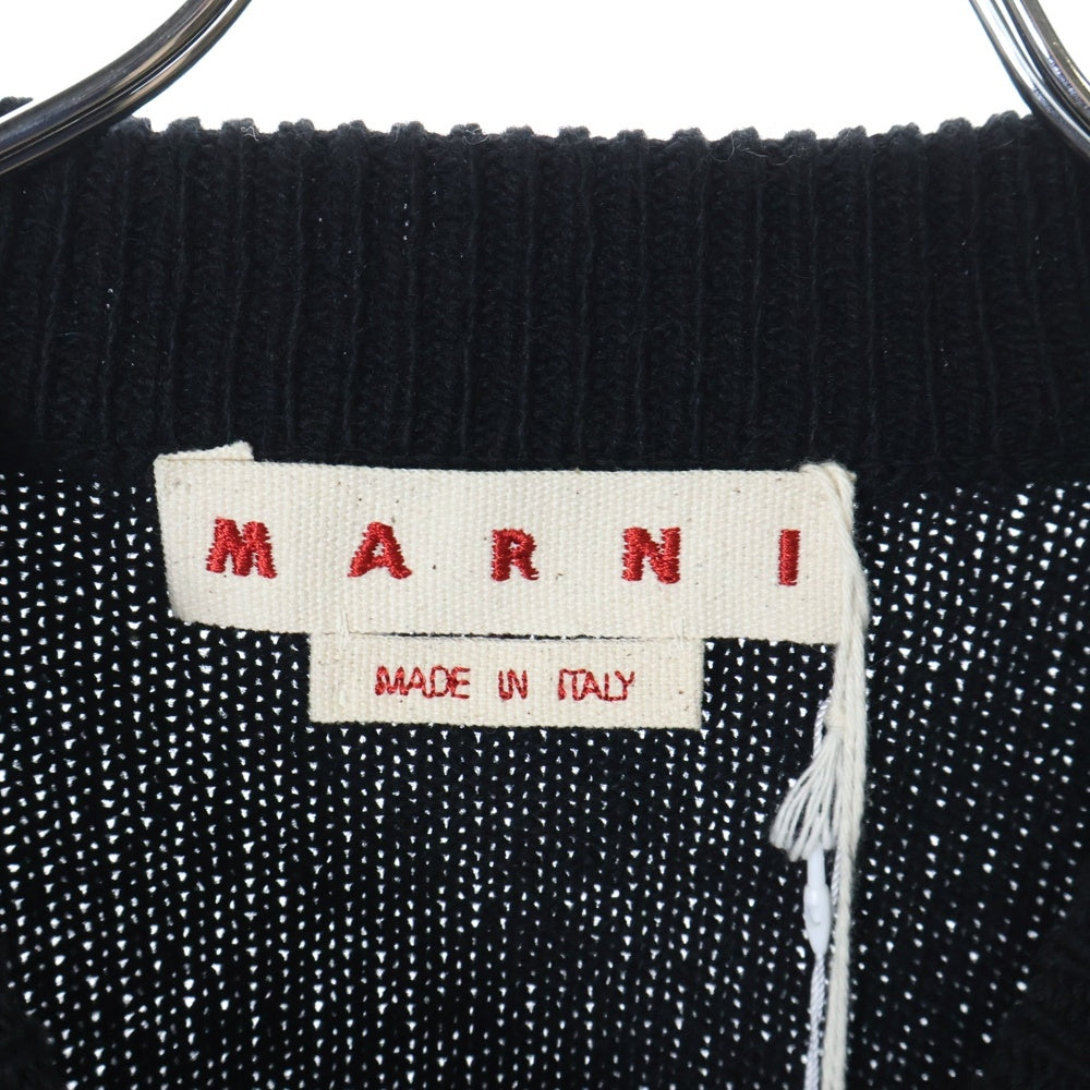 MARNI(マルニ) 23AW ROUNDNECK SWEATER フロントロゴモヘヤ クルーネックニット セーター ブラック/ホワイト GCMG0353Q0UFH942