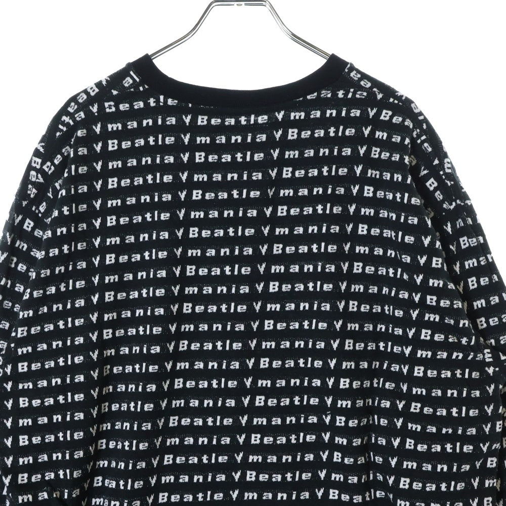 BOWWOW(バウワウ) 23AW BEATLE MANIA LOVE JACQUARD LS ビートルマニア ラブ ジャカード 総柄 ニット ロングスリーブ 長袖カットソー ブラック/ホワイト BW2302-BMLJL