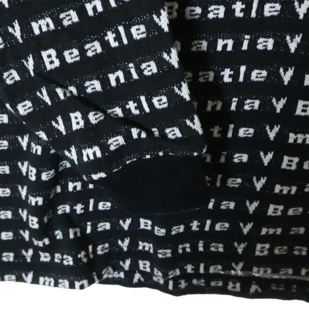 BOWWOW(バウワウ) 23AW BEATLE MANIA LOVE JACQUARD LS ビートルマニア ラブ ジャカード 総柄 ニット ロングスリーブ 長袖カットソー ブラック/ホワイト BW2302-BMLJL