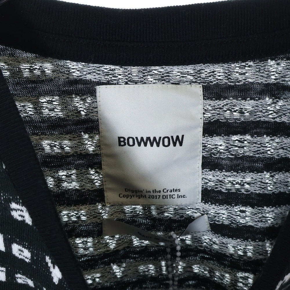 BOWWOW(バウワウ) 23AW BEATLE MANIA LOVE JACQUARD LS ビートルマニア ラブ ジャカード 総柄 ニット ロングスリーブ 長袖カットソー ブラック/ホワイト BW2302-BMLJL