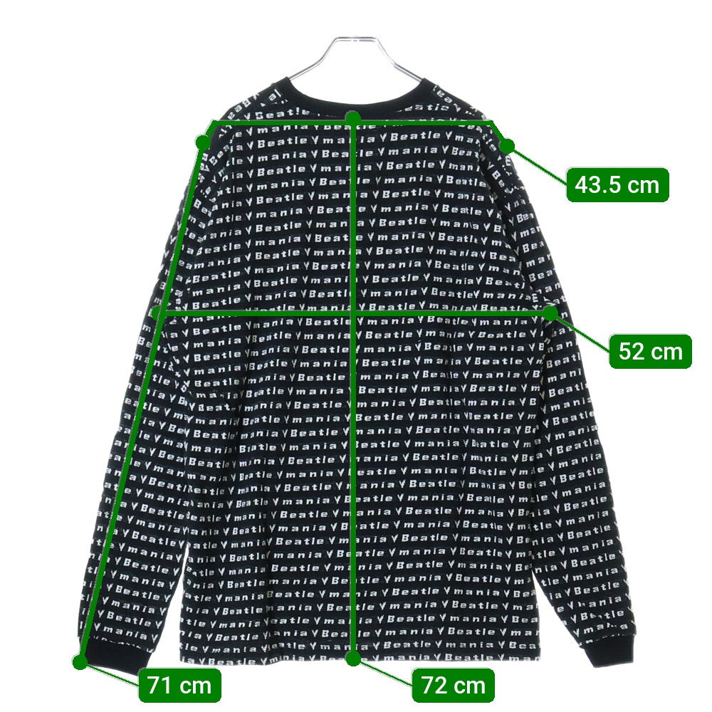 BOWWOW(バウワウ) 23AW BEATLE MANIA LOVE JACQUARD LS ビートルマニア ラブ ジャカード 総柄 ニット ロングスリーブ 長袖カットソー ブラック/ホワイト BW2302-BMLJL