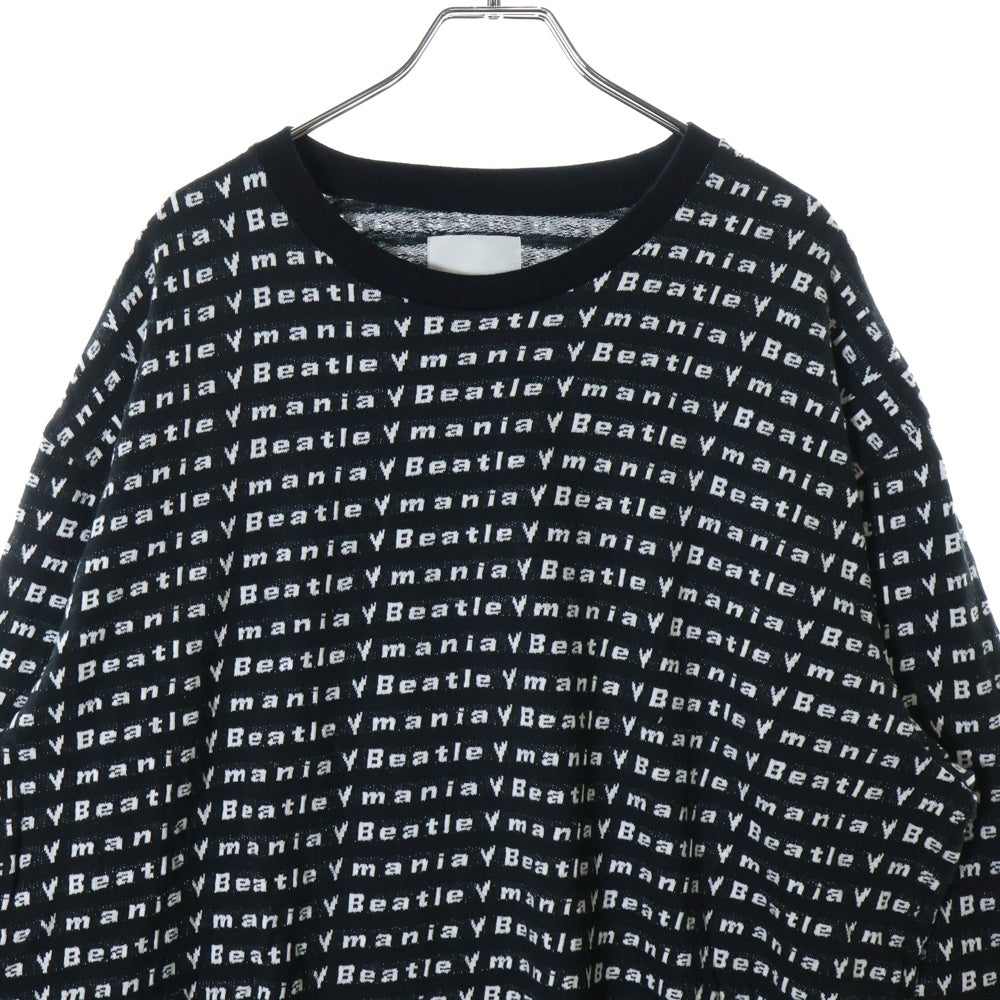 BOWWOW(バウワウ) 23AW BEATLE MANIA LOVE JACQUARD LS ビートルマニア ラブ ジャカード 総柄 ニット ロングスリーブ 長袖カットソー ブラック/ホワイト BW2302-BMLJL