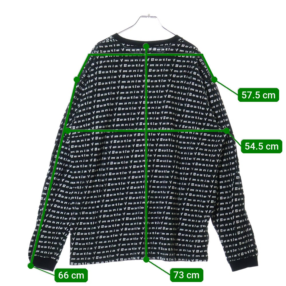 BOWWOW(バウワウ) 23AW BEATLE MANIA LOVE JACQUARD LS ビートルマニア ラブ ジャカード 総柄 ニット ロングスリーブ 長袖カットソー ブラック/ホワイト BW2302-BMLJL