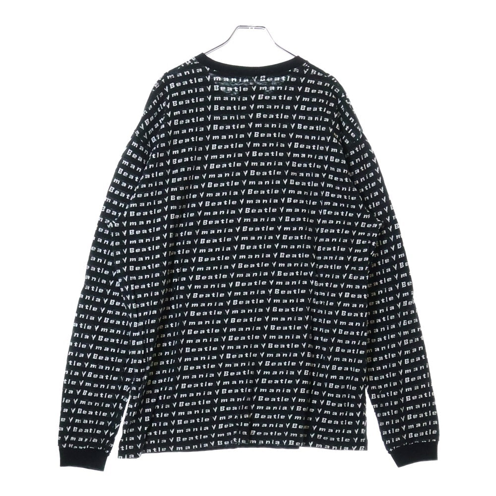 BOWWOW(バウワウ) 23AW BEATLE MANIA LOVE JACQUARD LS ビートルマニア ラブ ジャカード 総柄 ニット ロングスリーブ 長袖カットソー ブラック/ホワイト BW2302-BMLJL