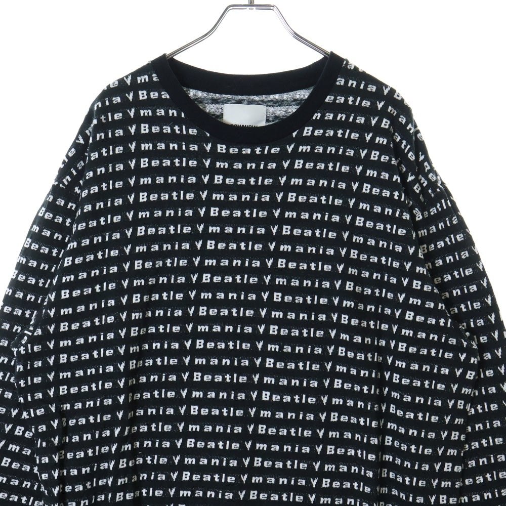 BOWWOW(バウワウ) 23AW BEATLE MANIA LOVE JACQUARD LS ビートルマニア ラブ ジャカード 総柄 ニット ロングスリーブ 長袖カットソー ブラック/ホワイト BW2302-BMLJL