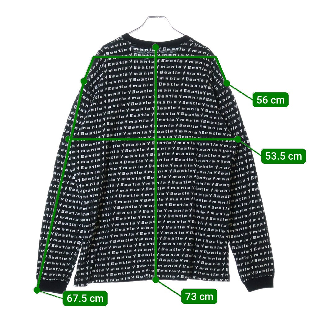 BOWWOW(バウワウ) 23AW BEATLE MANIA LOVE JACQUARD LS ビートルマニア ラブ ジャカード 総柄 ニット ロングスリーブ 長袖カットソー ブラック/ホワイト BW2302-BMLJL