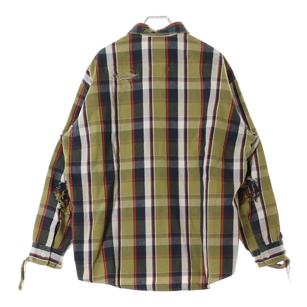 BOWWOW(バウワウ) 23AW REPAIR AGEING FLANNEL SHIRTS ダメージ加工 フランネルシャツ 長袖シャツ ベージュ BW2302-RAFS