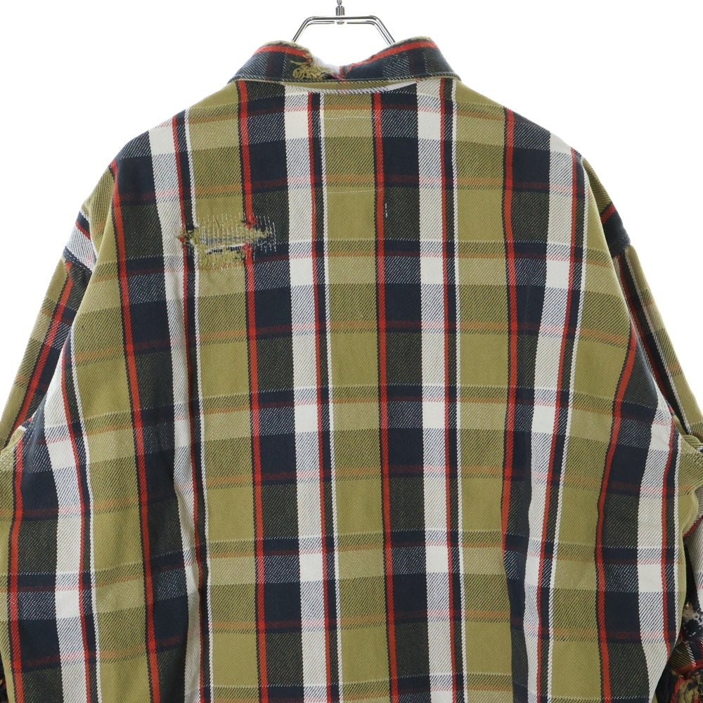 BOWWOW(バウワウ) 23AW REPAIR AGEING FLANNEL SHIRTS ダメージ加工 フランネルシャツ 長袖シャツ ベージュ BW2302-RAFS