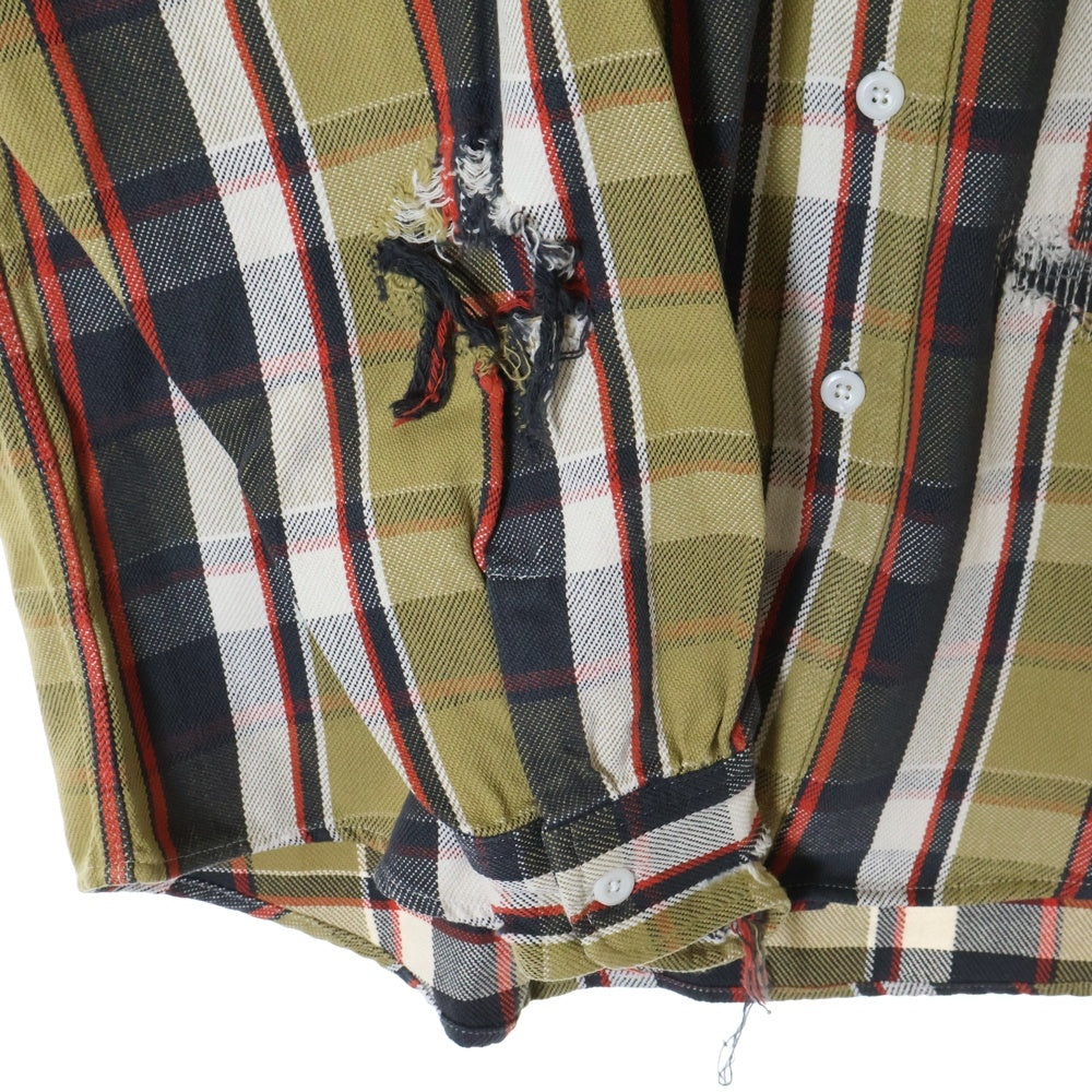 BOWWOW(バウワウ) 23AW REPAIR AGEING FLANNEL SHIRTS ダメージ加工 フランネルシャツ 長袖シャツ ベージュ BW2302-RAFS