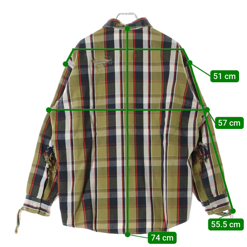 BOWWOW(バウワウ) 23AW REPAIR AGEING FLANNEL SHIRTS ダメージ加工 フランネルシャツ 長袖シャツ ベージュ BW2302-RAFS
