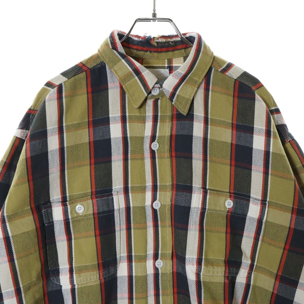BOWWOW(バウワウ) 23AW REPAIR AGEING FLANNEL SHIRTS ダメージ加工 フランネルシャツ 長袖シャツ ベージュ BW2302-RAFS