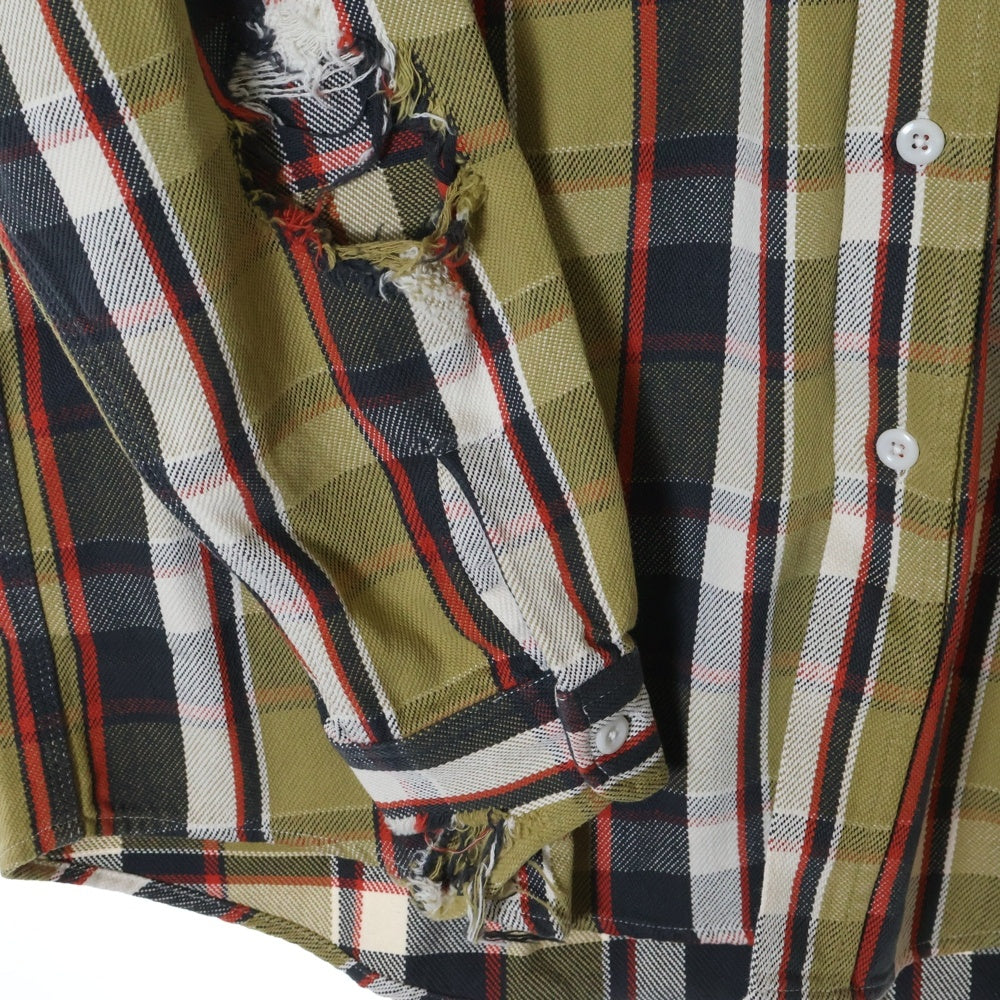 BOWWOW(バウワウ) 23AW REPAIR AGEING FLANNEL SHIRTS ダメージ加工 フランネルシャツ 長袖シャツ ベージュ BW2302-RAFS