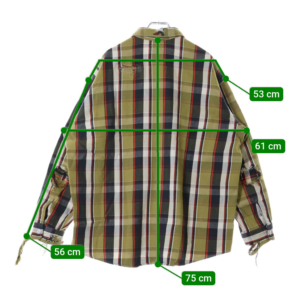 BOWWOW(バウワウ) 23AW REPAIR AGEING FLANNEL SHIRTS ダメージ加工 フランネルシャツ 長袖シャツ ベージュ BW2302-RAFS
