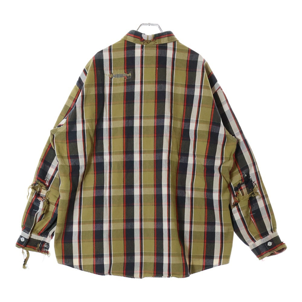 BOWWOW(バウワウ) 23AW REPAIR AGEING FLANNEL SHIRTS ダメージ加工 フランネルシャツ 長袖シャツ ベージュ BW2302-RAFS