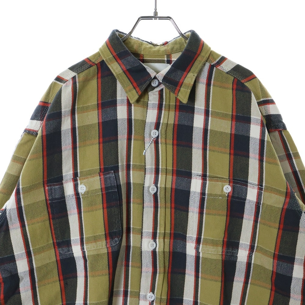 BOWWOW(バウワウ) 23AW REPAIR AGEING FLANNEL SHIRTS ダメージ加工 フランネルシャツ 長袖シャツ ベージュ BW2302-RAFS