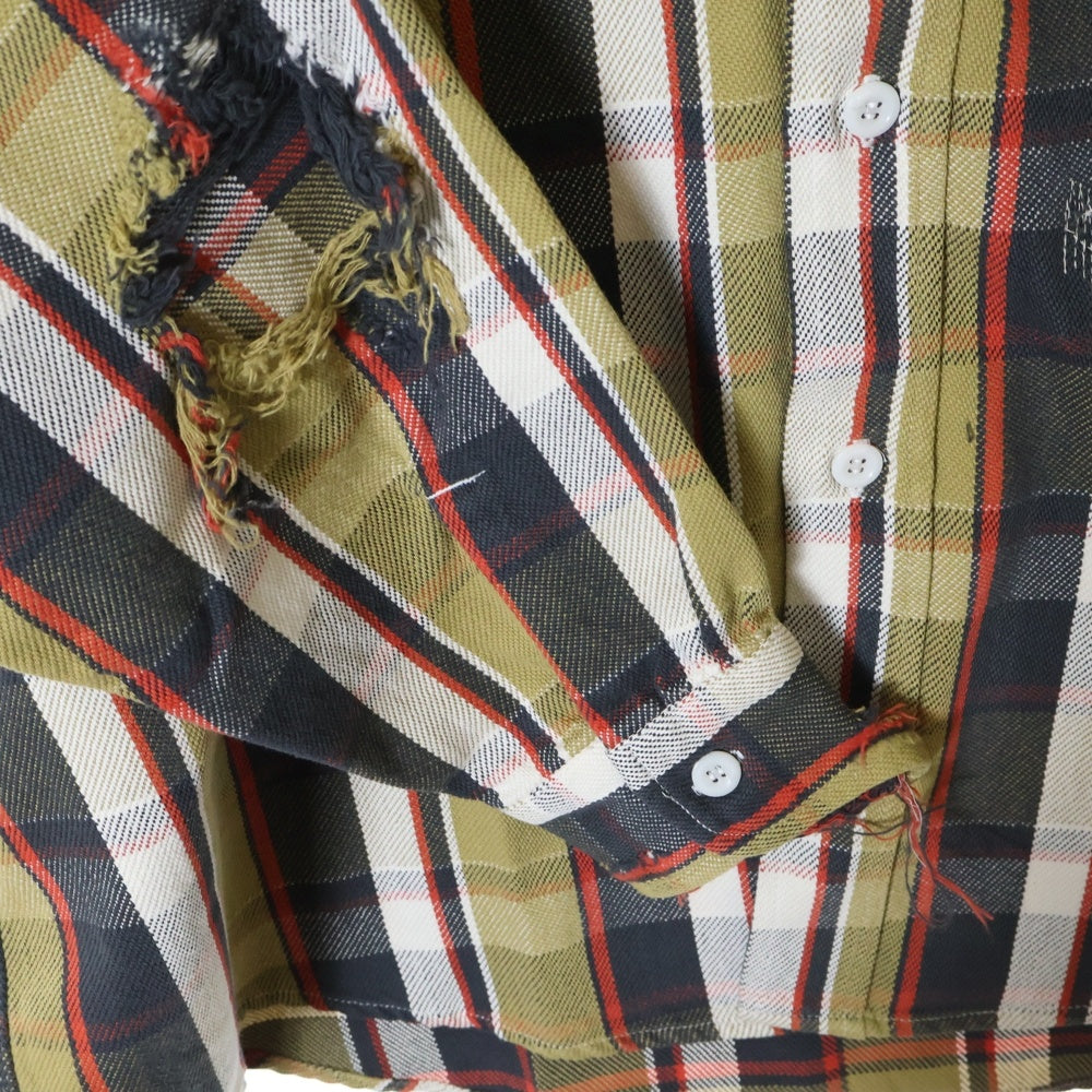 BOWWOW(バウワウ) 23AW REPAIR AGEING FLANNEL SHIRTS ダメージ加工 フランネルシャツ 長袖シャツ ベージュ BW2302-RAFS