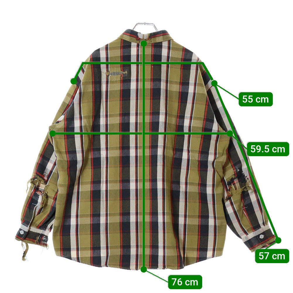 BOWWOW(バウワウ) 23AW REPAIR AGEING FLANNEL SHIRTS ダメージ加工 フランネルシャツ 長袖シャツ ベージュ BW2302-RAFS
