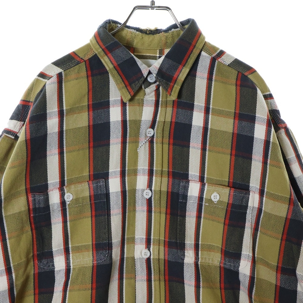 BOWWOW(バウワウ) 23AW REPAIR AGEING FLANNEL SHIRTS ダメージ加工 フランネルシャツ 長袖シャツ ベージュ BW2302-RAFS