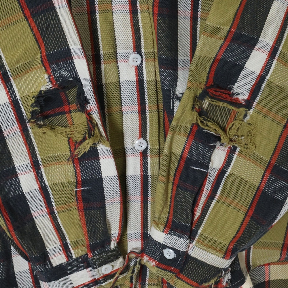 BOWWOW(バウワウ) 23AW REPAIR AGEING FLANNEL SHIRTS ダメージ加工 フランネルシャツ 長袖シャツ ベージュ BW2302-RAFS