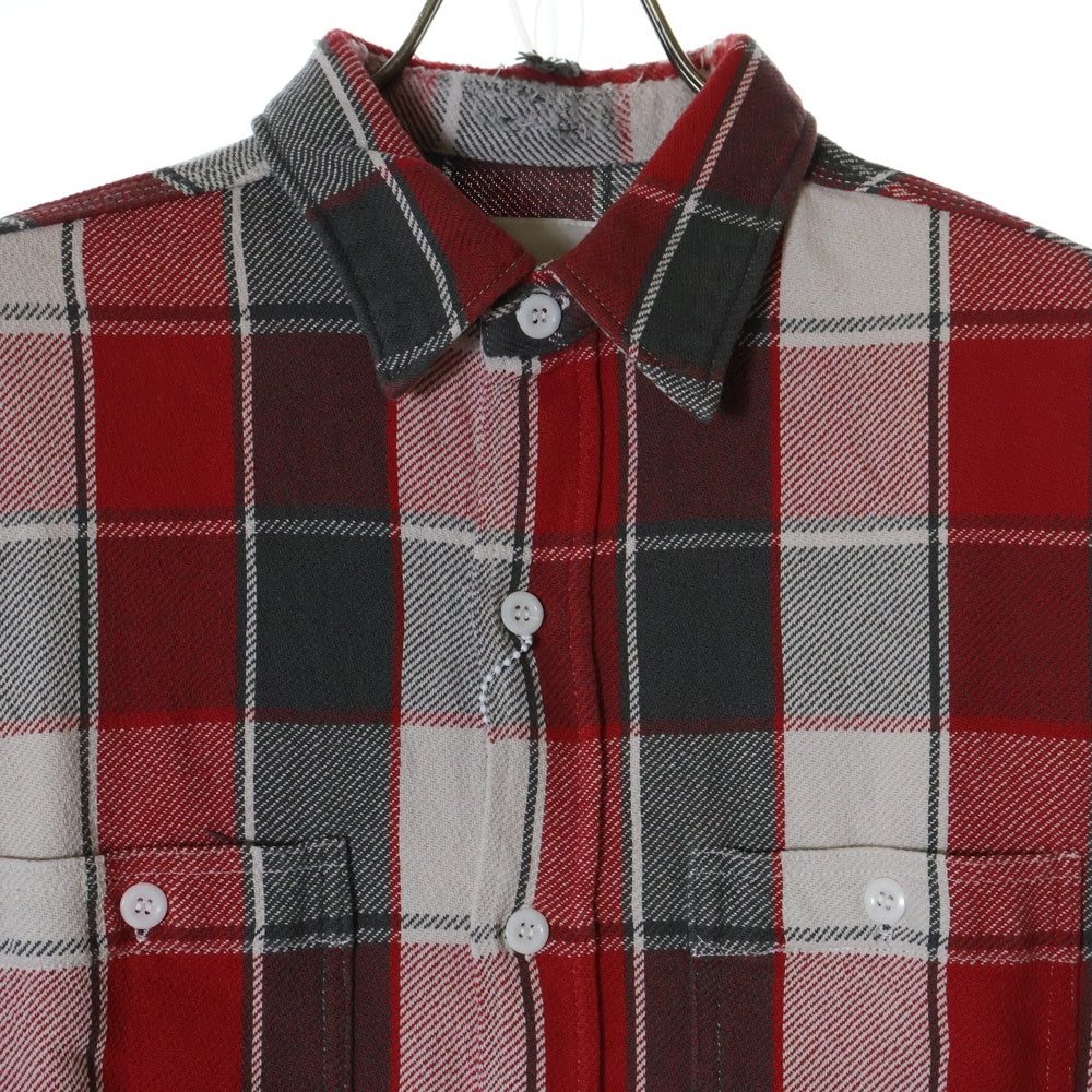 BOWWOW(バウワウ) 23AW REPAIR AGEING FLANNEL SHIRTS ダメージ加工 フランネルシャツ 長袖シャツ レッド BW2302-RAFS
