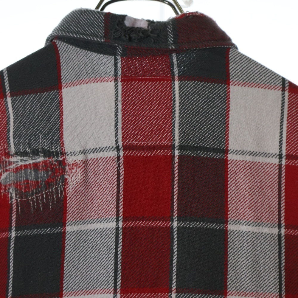 BOWWOW(バウワウ) 23AW REPAIR AGEING FLANNEL SHIRTS ダメージ加工 フランネルシャツ 長袖シャツ レッド BW2302-RAFS